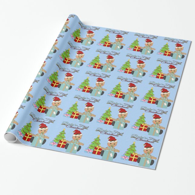 Presente Papel de envolvimento do Natal do bebé ø (Desenrolado)