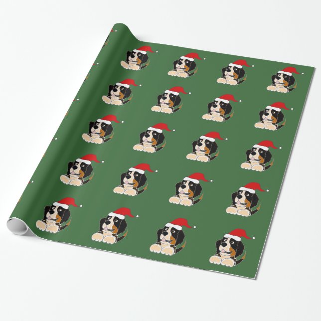 Presente Papel de envolvimento do Natal do cão de montanha (Desenrolado)