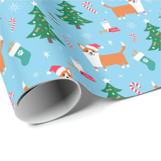 Presente Papel de envolvimento do Natal do Corgi de Galês