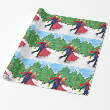 Papel de envolvimento do Natal do patinagem no