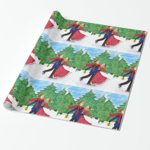Presente Papel de envolvimento do Natal do patinagem no