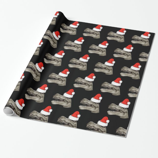 Presente Papel de envolvimento do Natal do Xmas de T-Rex do (Desenrolado)