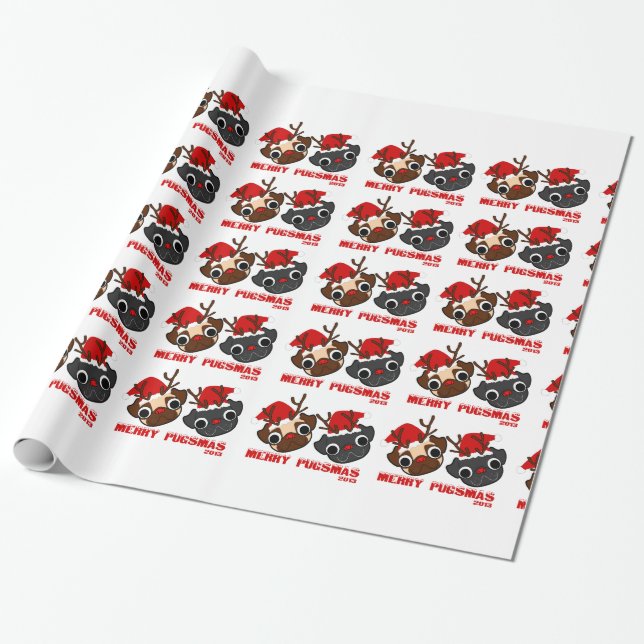 Presente Papel de envolvimento do Pug (Desenrolado)