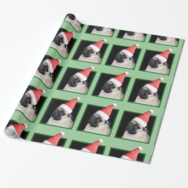 Presente Papel de envolvimento do Pug do Natal (Desenrolado)