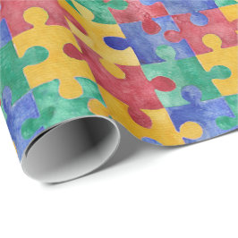 Presente Papel de envolvimento do quebra-cabeça da aguarela
