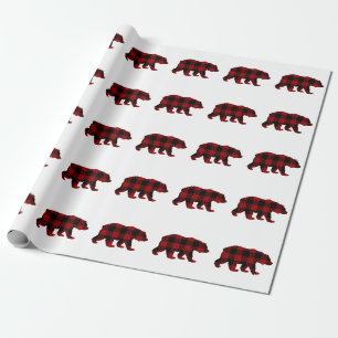 Presente Papel de envolvimento do urso da xadrez do búfalo