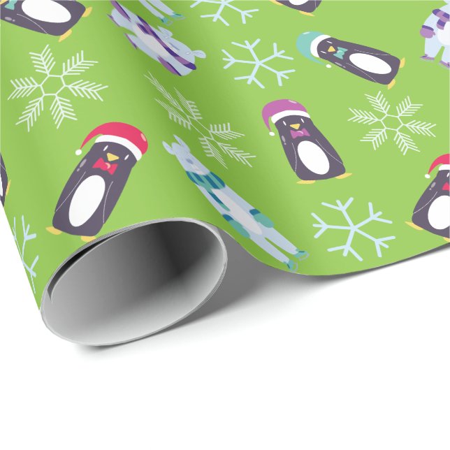 Presente Papel de envolvimento do urso polar e do pinguim (Ponta do rolo)
