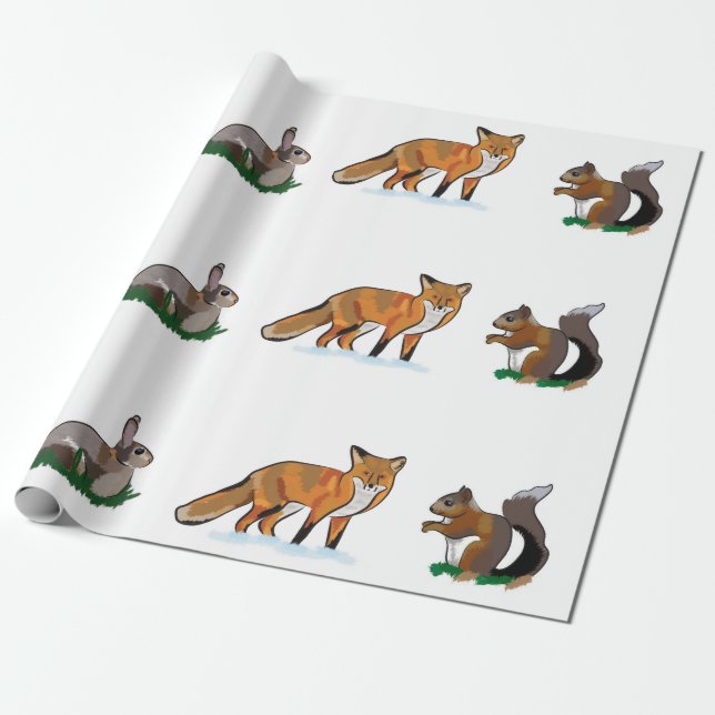 Presente Papel de envolvimento dos animais selvagens (Desenrolado)