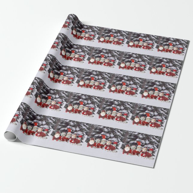 Presente Papel de envolvimento dos Carolers do gatinho (Desenrolado)