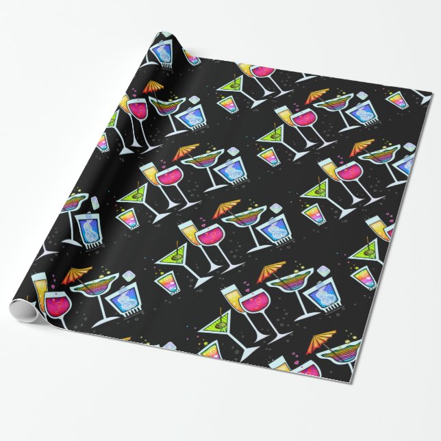 Presente PAPEL de ENVOLVIMENTO dos vidros do cocktail (Desenrolado)