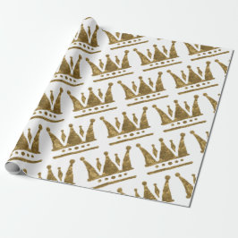 Presente Papel de envolvimento dourado da coroa