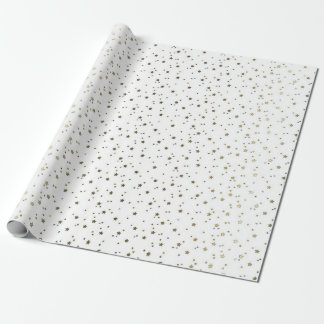 Presente Papel de envolvimento dourado minúsculo branco das