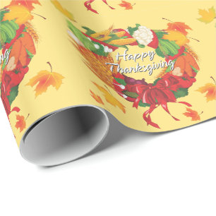 Presente Papel de envolvimento feliz da acção de graças 