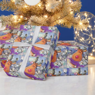 Presente Papel de Envolvimento Feliz Reindeer de Natal - En