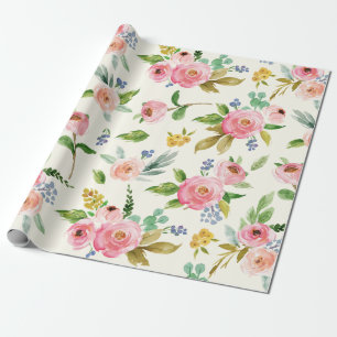 Presente Papel de envolvimento floral da aguarela
