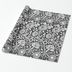 Presente Papel de envolvimento floral de B&W