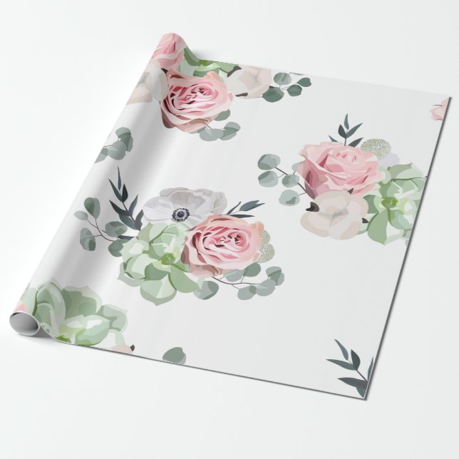 Presente Papel de envolvimento floral do casamento do (Desenrolado)