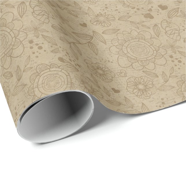 Presente Papel de envolvimento floral do papel de embalagem (Ponta do rolo)