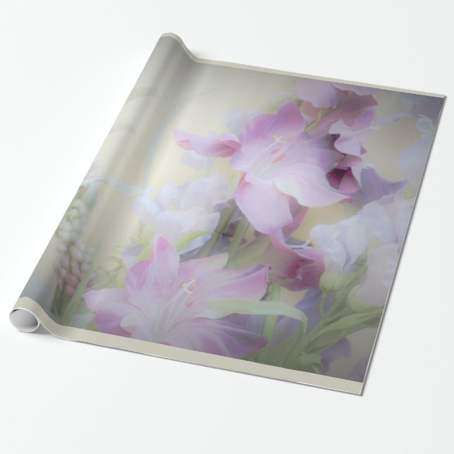 Presente Papel de envolvimento floral Pastel (Desenrolado)