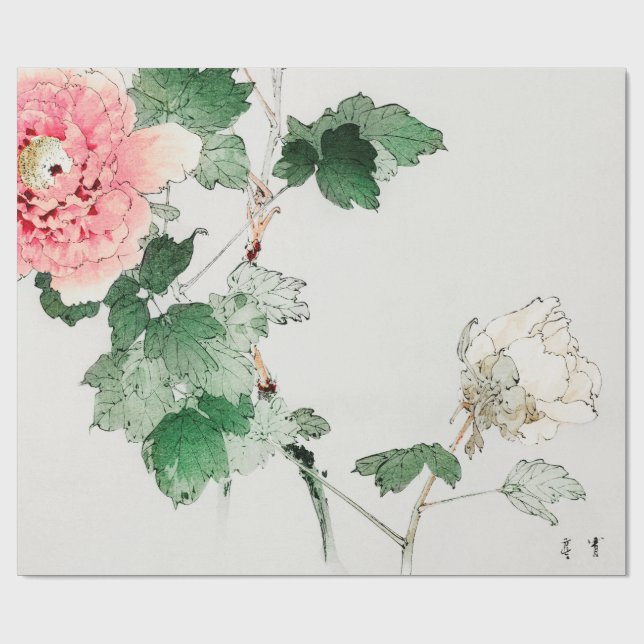 Presente Papel de envolvimento JAPONÊS do IMPRESSÃO da FLOR (Aberto)