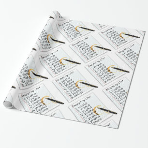 PRESENTE PAPEL DE ENVOLVIMENTO, LISTA DE COMPRA DA VODCA