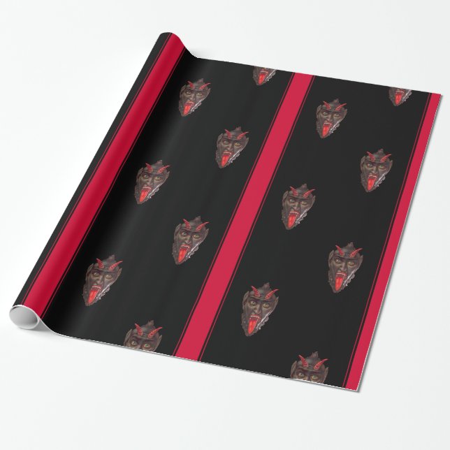 Presente Papel de envolvimento listrado de Krampus (Desenrolado)