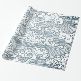 Presente Papel de envolvimento lustroso, 30" x 6' NUVENS