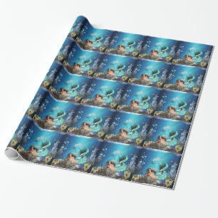 Presente Papel de envolvimento lustroso da sereia da