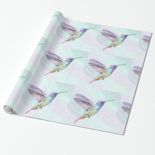 Presente Papel de envolvimento lustroso do colibri, 30" x (Desenrolado)