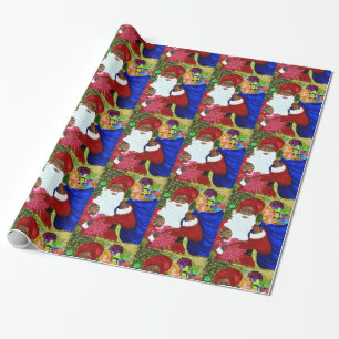 Presente Papel de envolvimento lustroso do papai noel preto