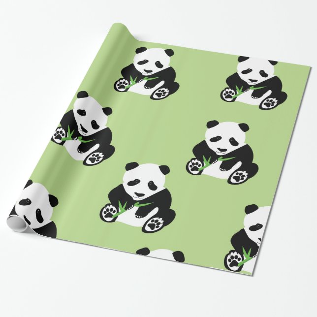Presente Papel de envolvimento lustroso do urso de panda (Desenrolado)