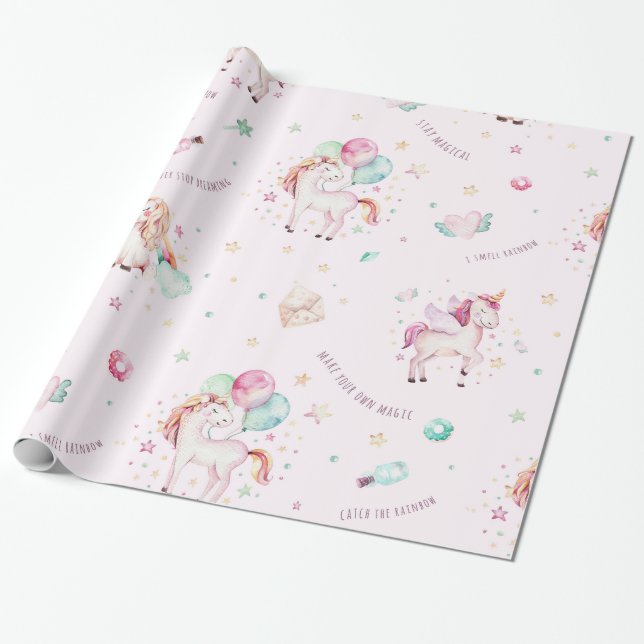 Presente Papel de envolvimento mágico do unicórnio (Desenrolado)