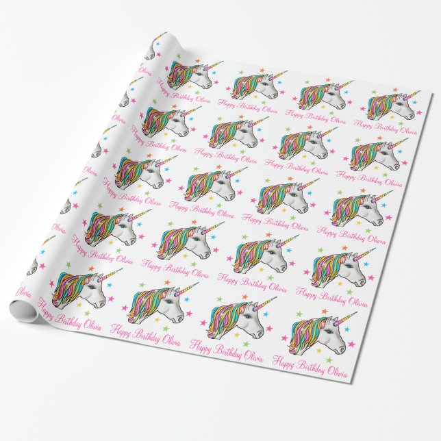 Presente Papel de envolvimento mágico do unicórnio (Desenrolado)