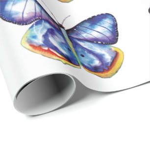 Presente Papel de envolvimento Matte da borboleta azul, 30