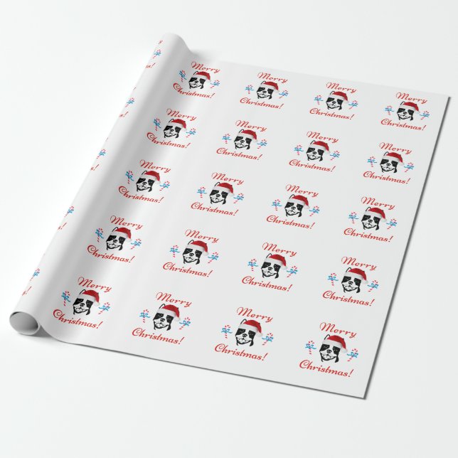 Presente Papel de envolvimento Matte de Boston Terrier, 30" (Desenrolado)