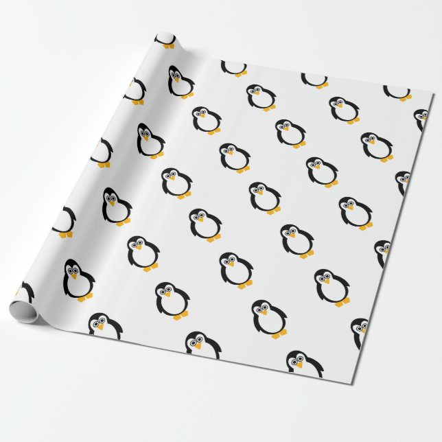 Presente Papel de envolvimento Matte do partido do pinguim (Desenrolado)