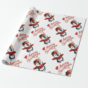 Presente Papel de envolvimento Matte do pinguim do Natal,