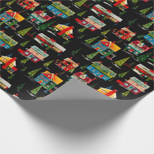 Presente Papel de envolvimento moderno das casas do Natal (Ponta)