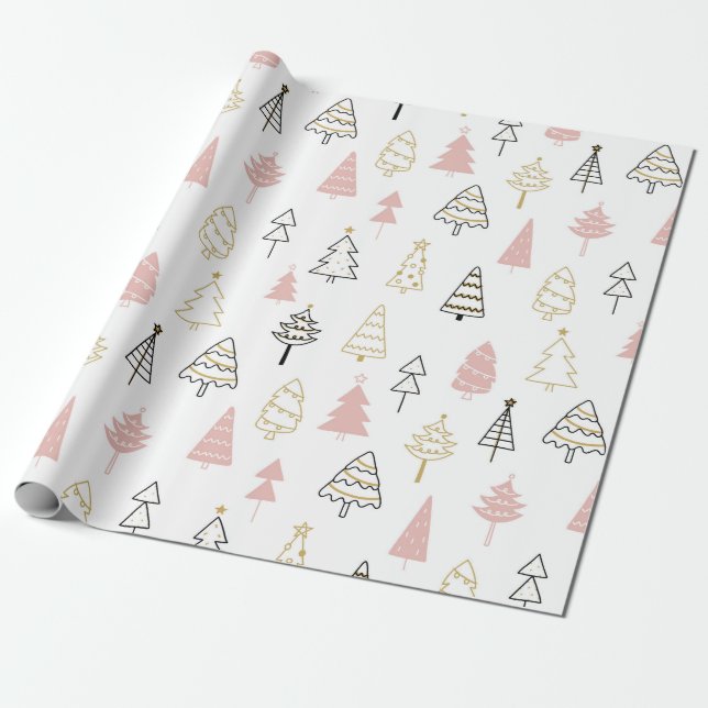 Presente Papel de envolvimento moderno Pastel cor-de-rosa (Desenrolado)