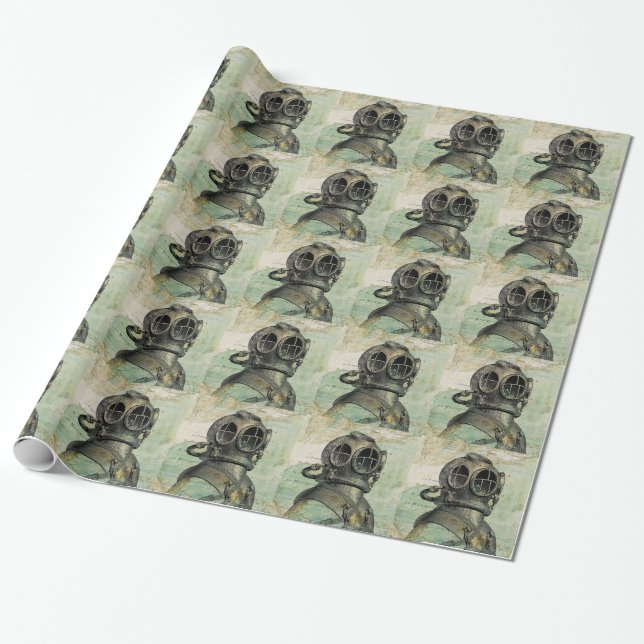 Presente Papel de envolvimento náutico antigo do capacete (Desenrolado)