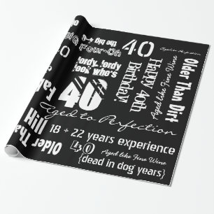 Presente Papel de envolvimento preto do aniversário de 40