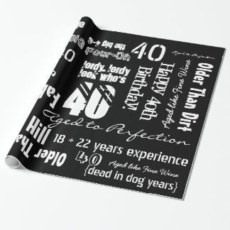 Presente Papel de envolvimento preto do aniversário de 40