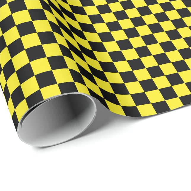 Presente Papel de envolvimento preto e amarelo médio das (Ponta do rolo)