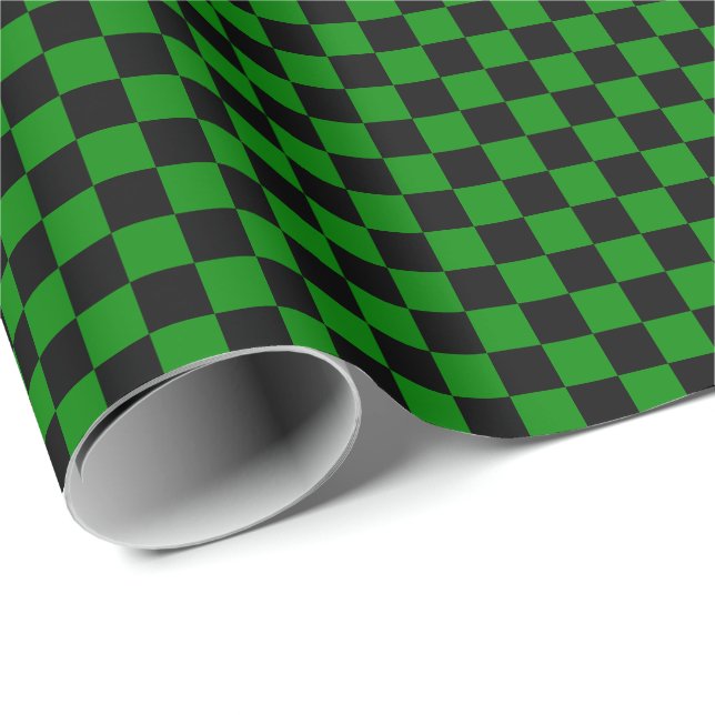 Presente Papel de envolvimento preto e verde médio das (Ponta do rolo)