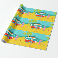 Papel de envolvimento retro do casal do surfista