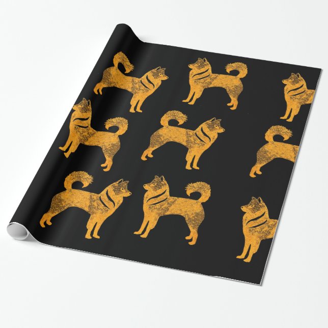 Presente Papel de envolvimento ronco dourado do cão (Desenrolado)