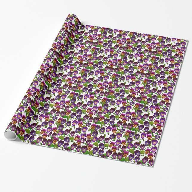 Presente Papel de envolvimento roxo das flores do jardim do (Desenrolado)