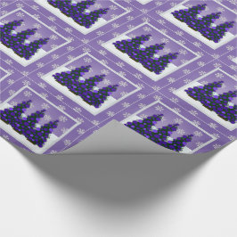Presente Papel de envolvimento roxo nevado do Natal