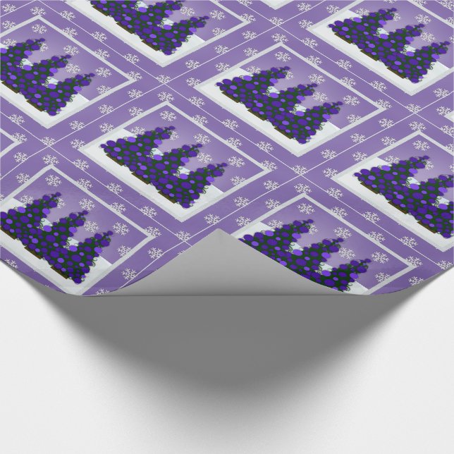Presente Papel de envolvimento roxo nevado do Natal (Ponta)