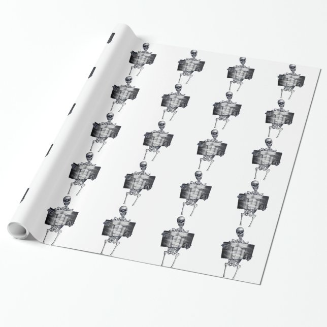 Presente Papel de envolvimento telhado branco de esqueleto (Desenrolado)